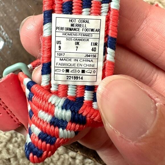 MERRELL | Around Town Sunvue Post Sandals Coral Pink Multicolor | Women’s Size 9 - Picture 6 of 7